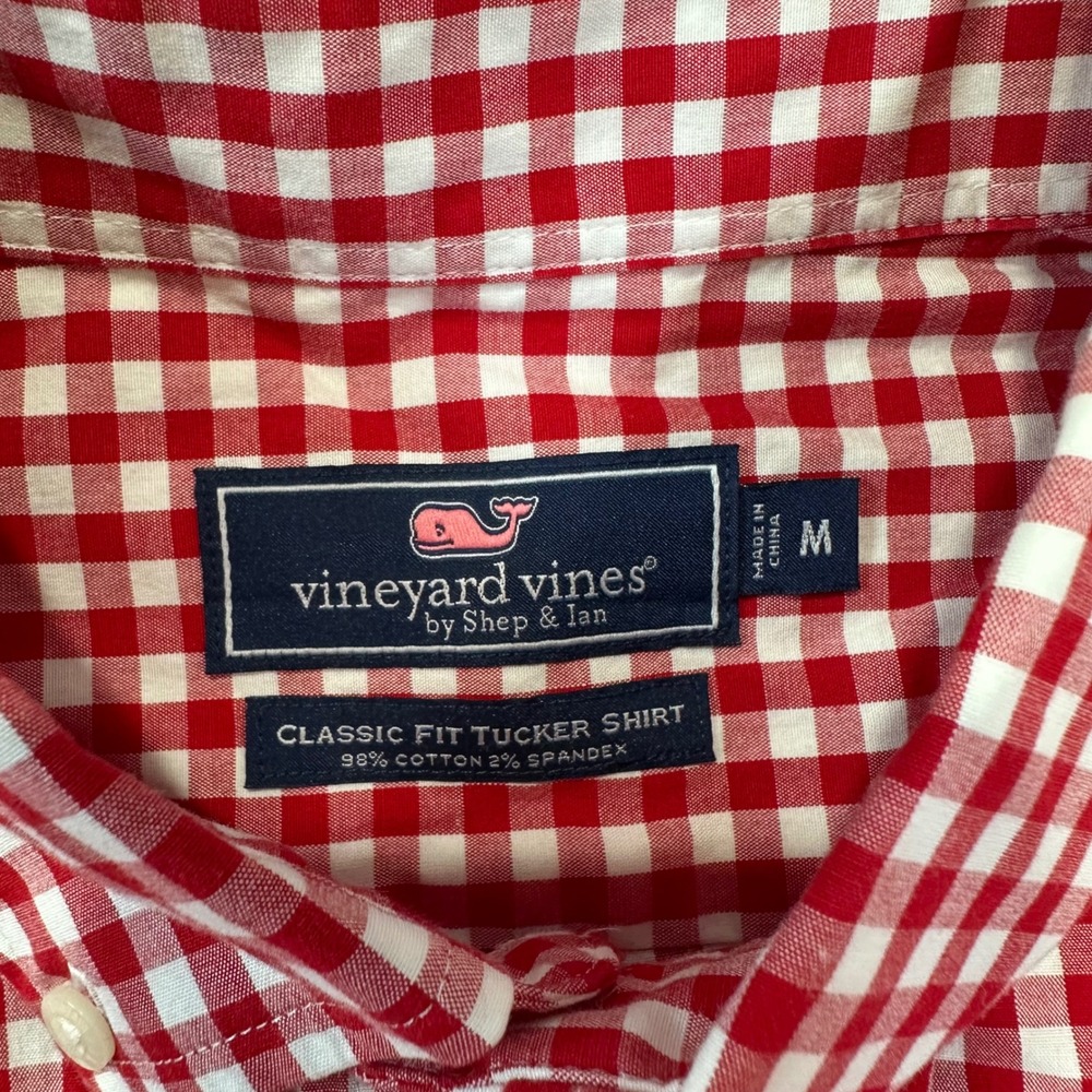Vineyard Vines Mens Classic Fit Tucker Shirt Gingham Red White Check M - Picture 3 of 6